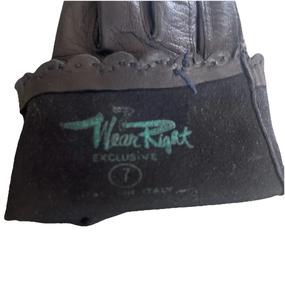 Vintage‎ Wear Right Gloves Black Leather Women's Size 7 Made In Italy
